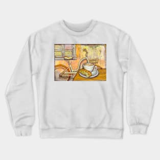 Cream Electra Town bicycle with cappuccino and biscotti Crewneck Sweatshirt